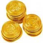 50 monete plastica colore oro festa pirata, feste pirati