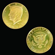 Riproduzione moneta Kennedy USA 1964 colore oro