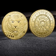 Riproduzione moneta Tigre zodiaco colore oro